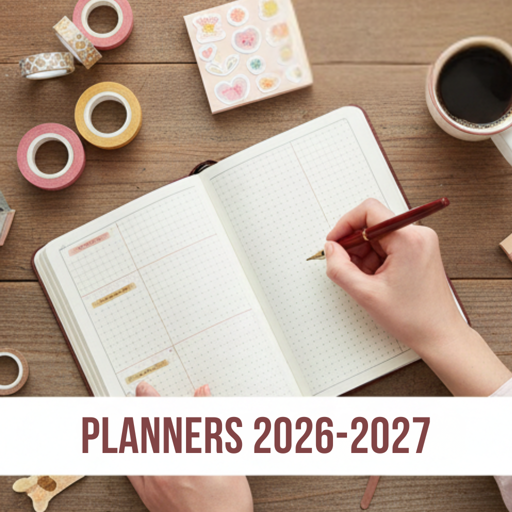 Hand writing in 2026-2027 dotted planner.